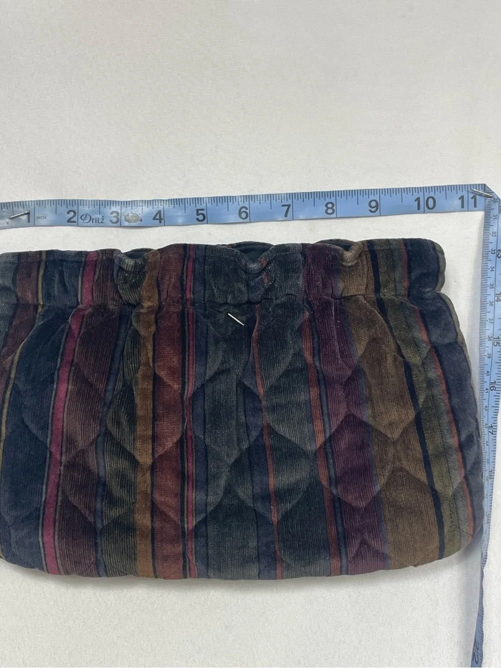 VTG Darens Bags Velvet Striped Clutch Purse Plum Retro Hand Cottage Boho Mod